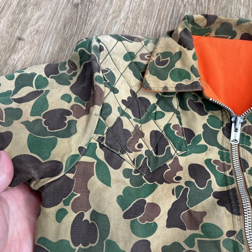 Vtg 60s Sears Roebuck Duck Camo Field Tested Hunting Jacket Talon Zip L Reverse - Picture 6 of 16